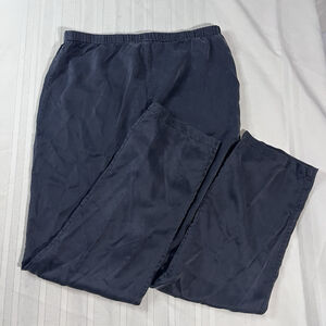 LilySilk Mulberry Silk Black Elastic Waist Pants XS Minimalist Quiet Luxury